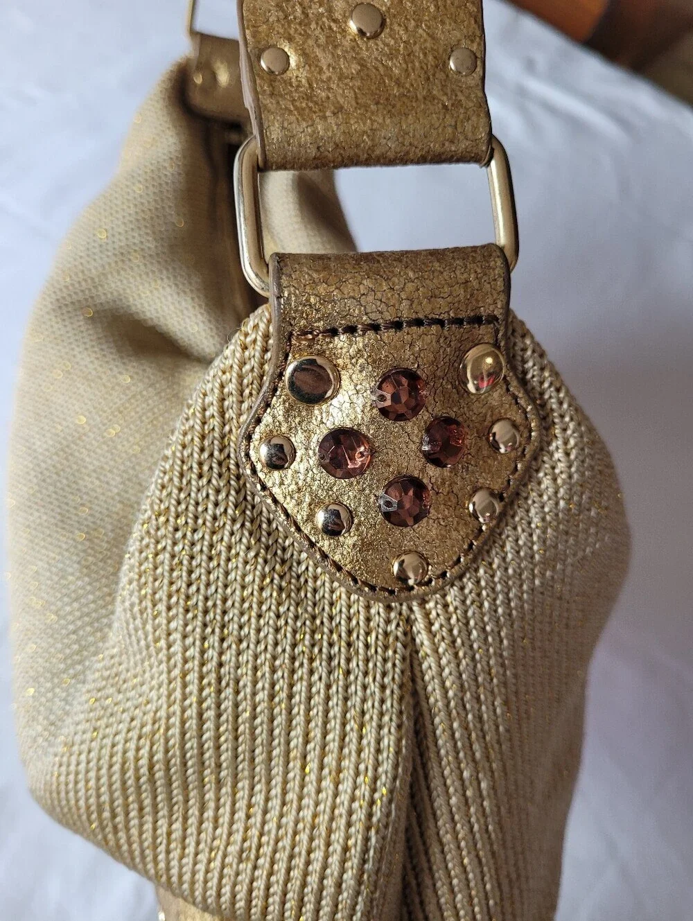 The Sak Woven Gold Shoulder Bag - Elegant Everyday Tote